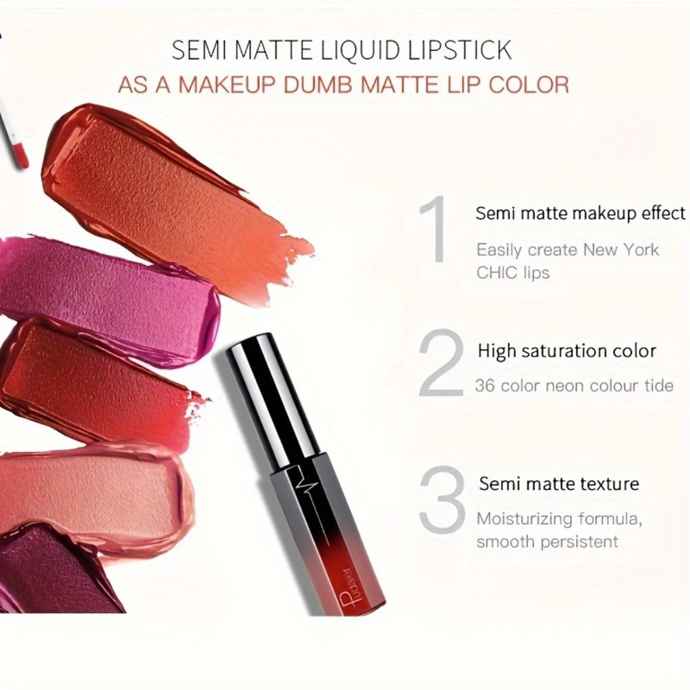 Semi-Matte Liquid Lip Color in Six Numbered Shades with 9.3cm Gradient Tube and Wand Applicator — image 3