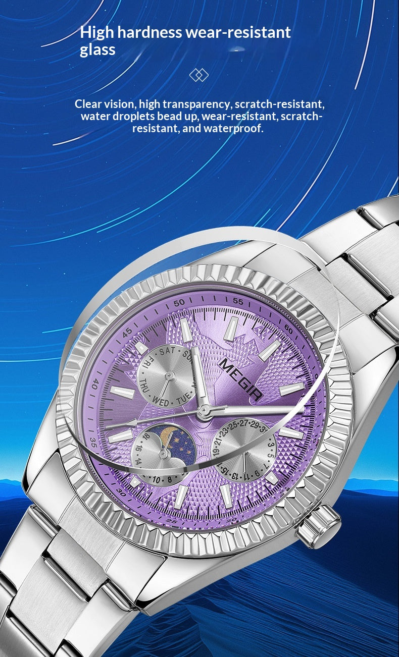 Lunar Phase Business Steel-Strap Waterproof Quartz Men's Watch