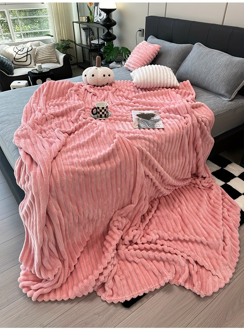 Fleece Blanket Double-Sided 3D Faux Rabbit Fur Throw – Ultra-Soft Thick 300-350g/m² for Home, Office, Travel & Camping — imag