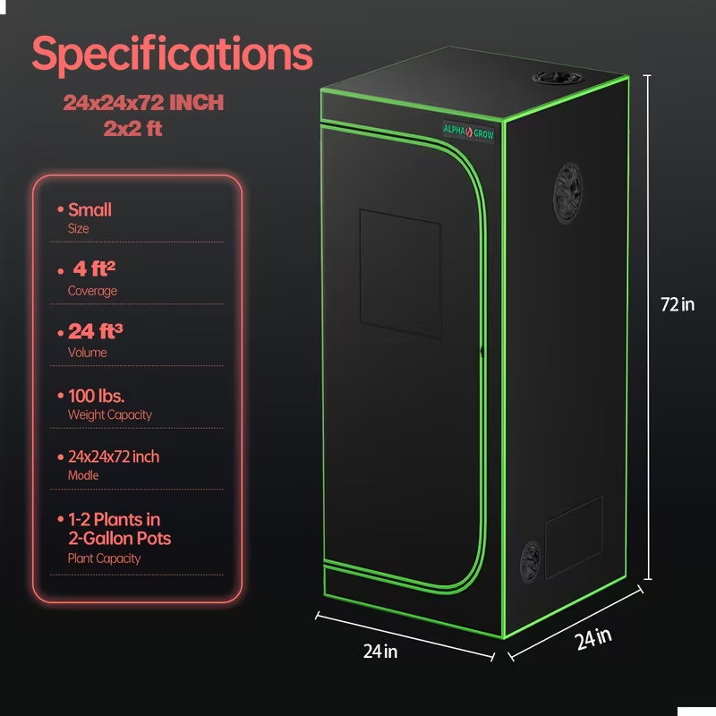 Grow Tent 1680D Thickened Mylar with Observation Window & Floor Tray, Pro-Grade Indoor Hydroponic Growing — image 6