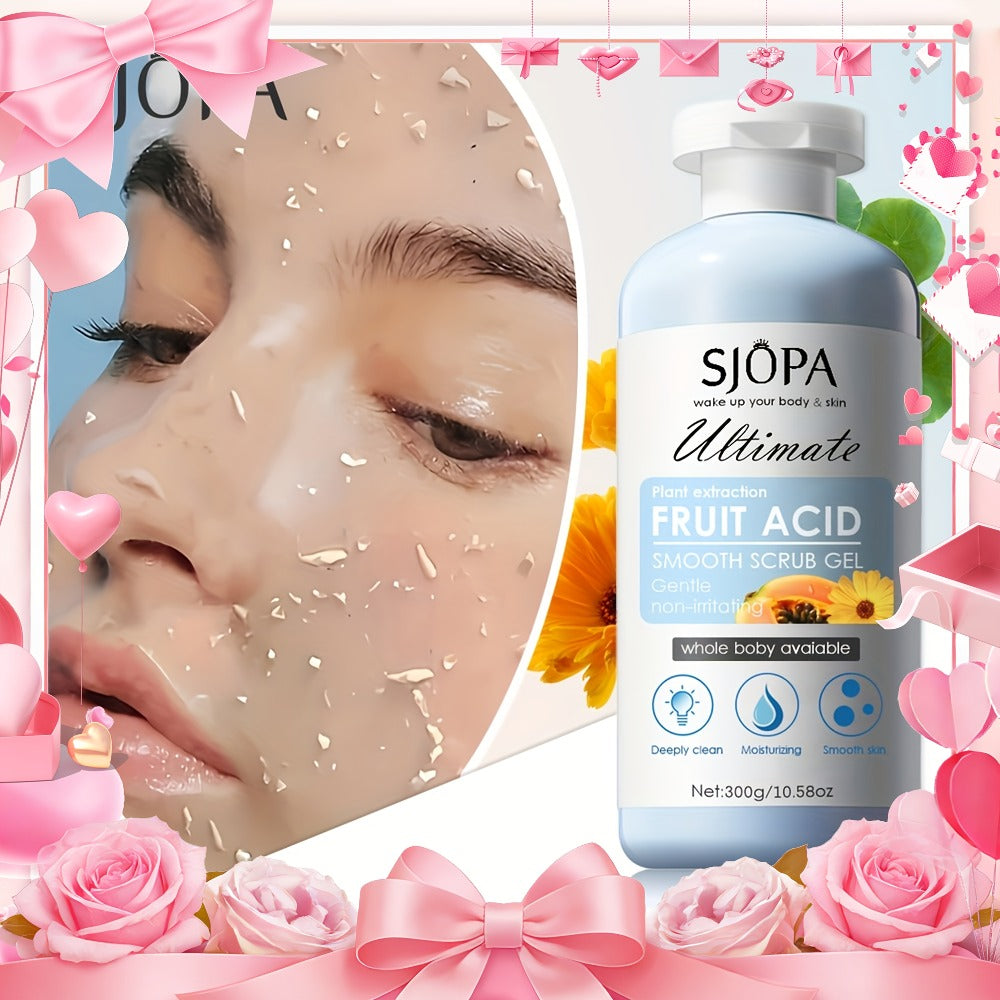 Body Scrub Exfoliating Gel Set 300g with Bath Cloth – Aloe Vera Papaya Chamomile Deep Cleansing Moisturizing Whole Body Scrub
