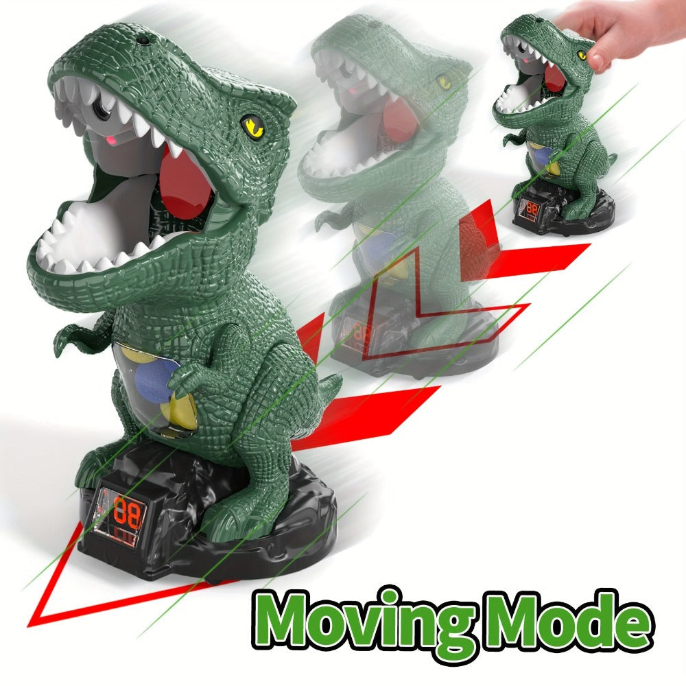 Dinosaur Shooting Game Toy with Sound Light & Spray, Movable Dino Target Launcher Set with Foam Bullets & Goggles for Boys Ki