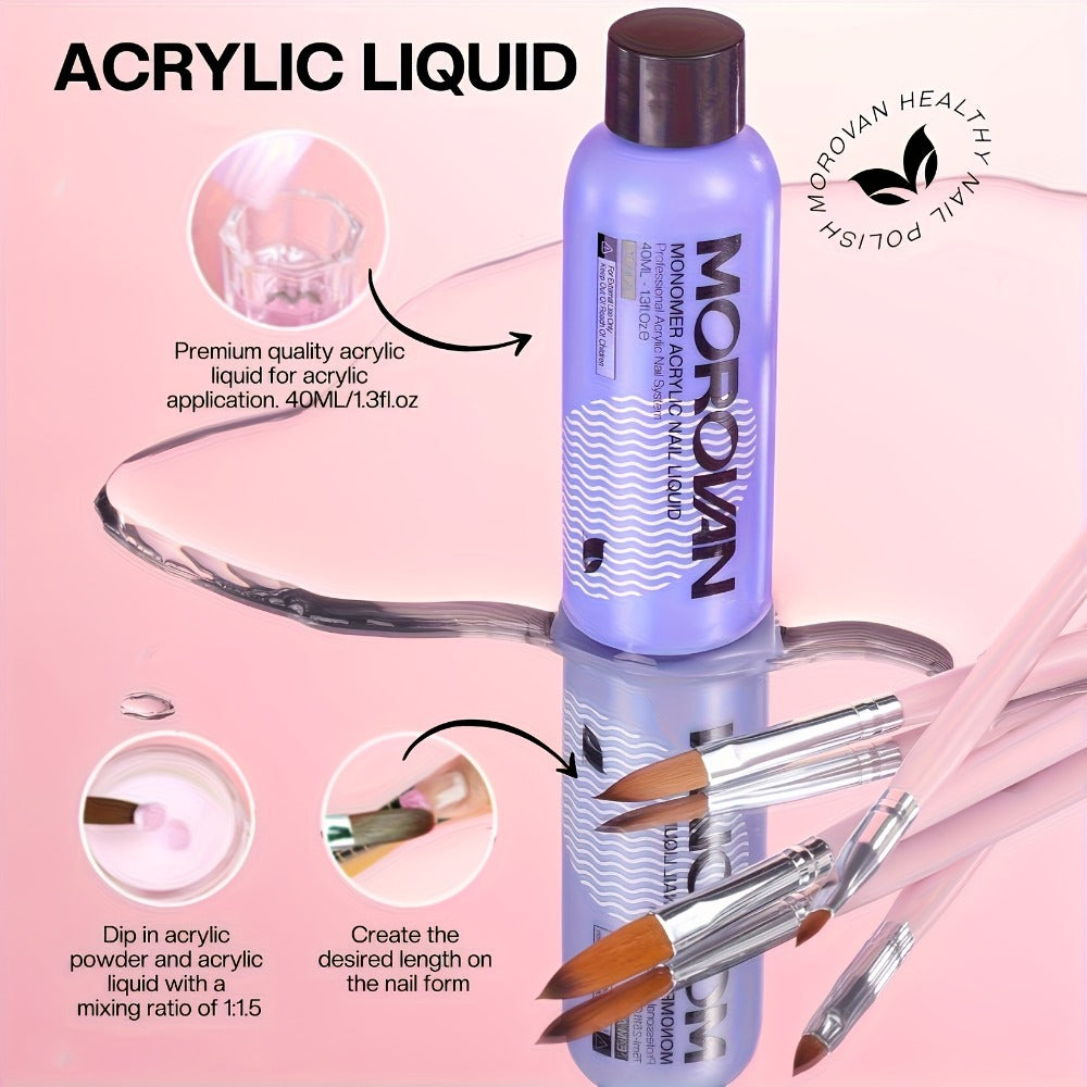 Complete Acrylic Nail Art Kit with Glitter – Pink Clear White Acrylic Powder 12 Color Glitter Powder Nail Liquid Clippers Ful