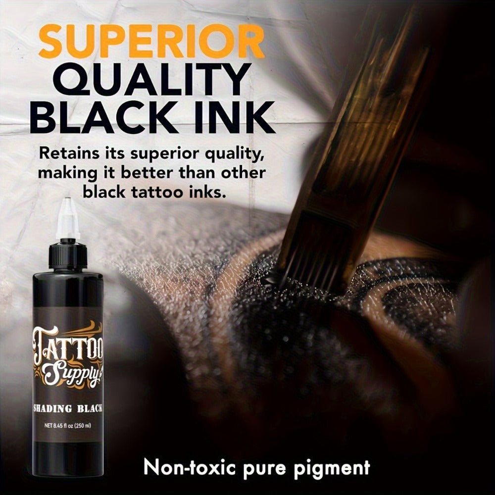 Neebol Super Black Tattoo Ink Darkest Outlining Shading Blending Fade-Resistant Professional Body Art Pigment for Artists & B