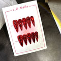 Press On Nails 10-Piece Long Water-Drop Set with Red Glass Glitter and Removable Self-Adhesive Gel Tabs — image 14