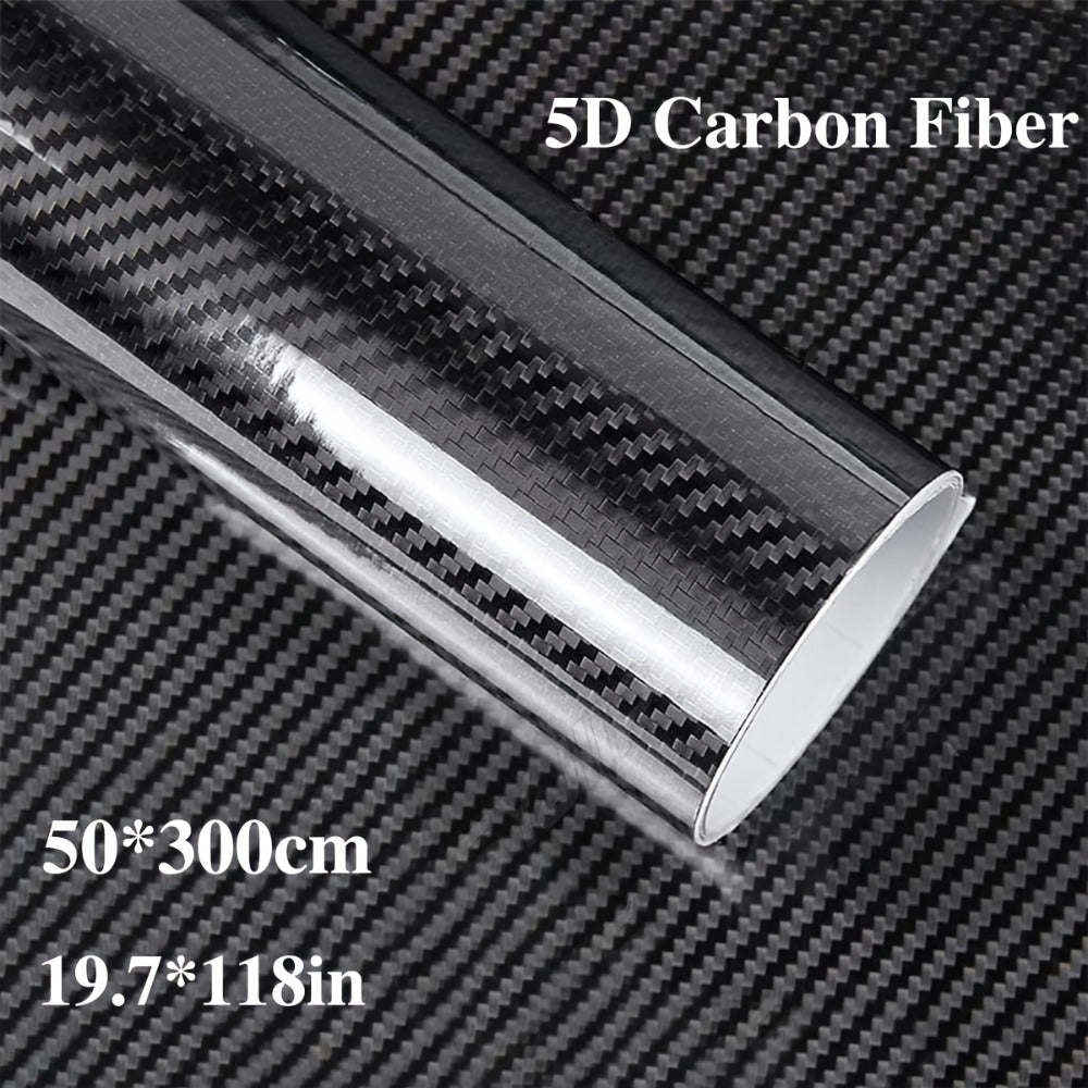 5D Carbon Fiber Vinyl Wrap 50cm x 300cm – Self-Adhesive Car Interior Decor Film, UV Protection, Scratch-Resistant, Dashboard 