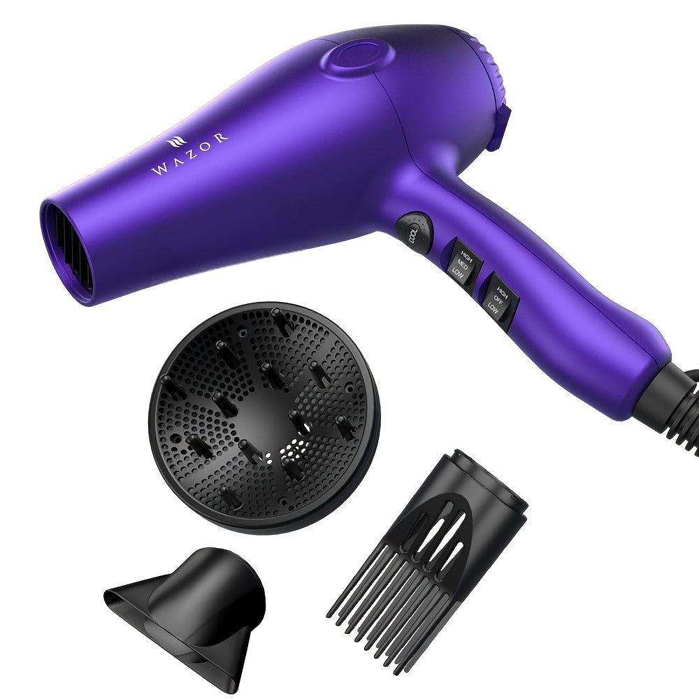 1875W Ionic Hair Dryer with Diffuser Concentrator Comb Nozzle – Professional Blow Dryer DC Motor 3 Heat 2 Speed Cool Shot Ant