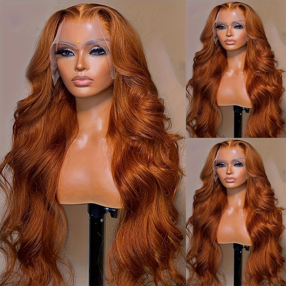 Lace Front Wig Ginger-Orange Body Wave, 24- or 32-Inch Synthetic Style with 13x4 Front and Three Combs — image 3