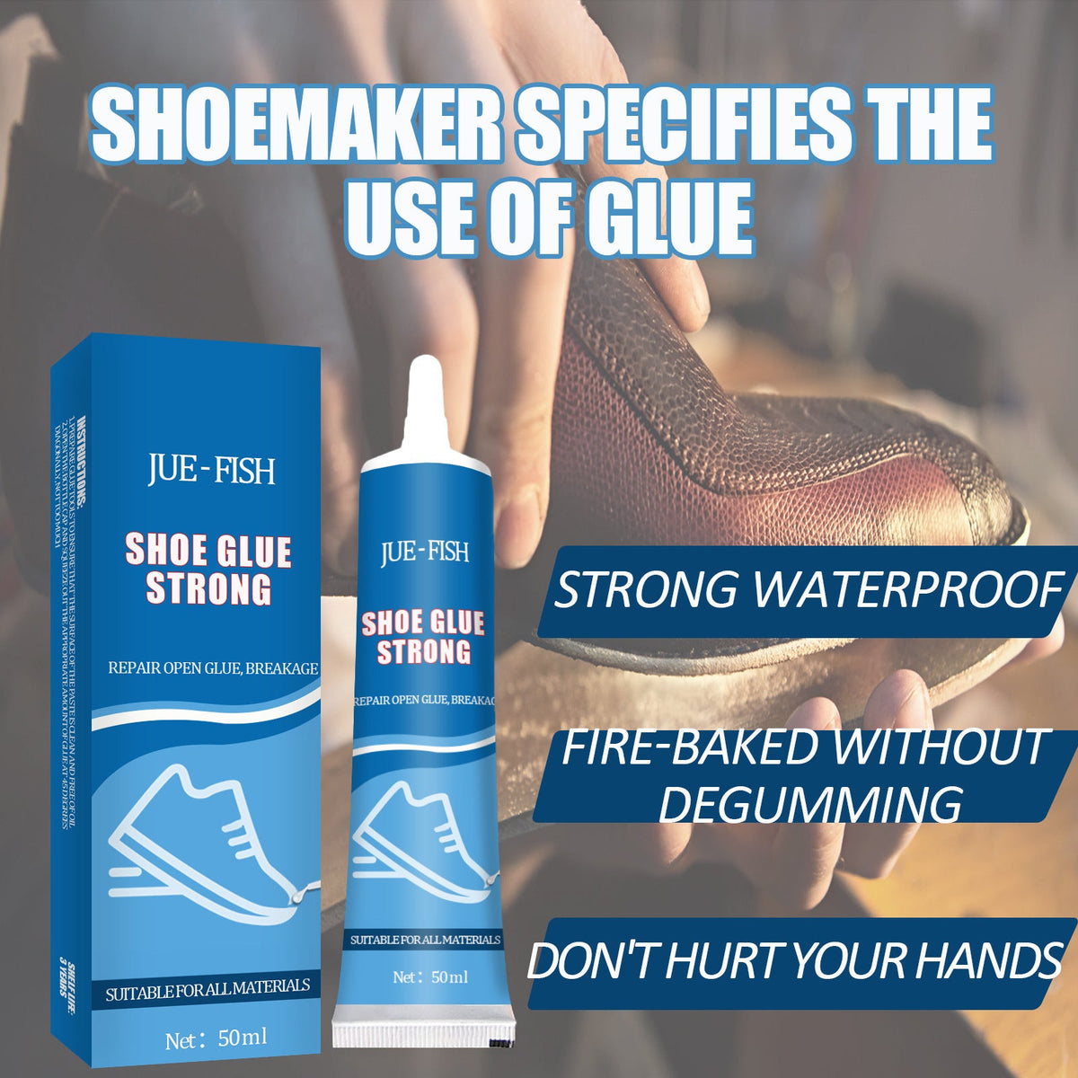 JUE-FISH Strong Shoe Glue Sneakers Leather Shoes Multi-Purpose Waterproof Shoe Repair Leather Shoes Sole Glue Adhesive