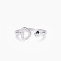925 Sterling Silver Inlaid Zircon Heart Open Ring - V.I.P Digital Presence