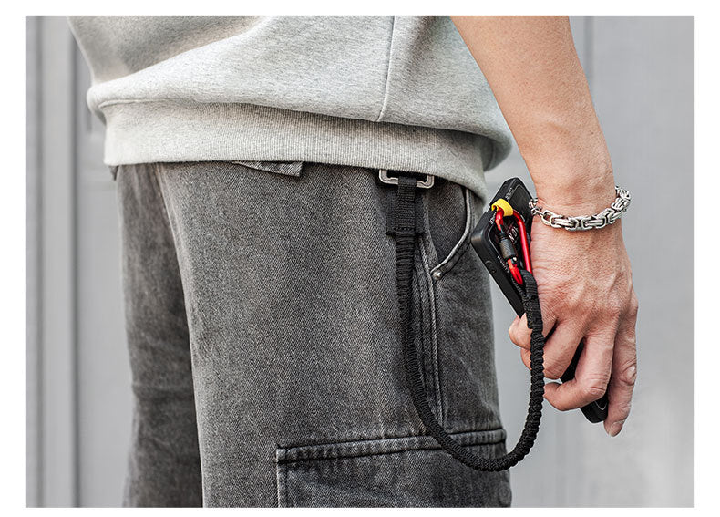 Func. tool rope, equip. tools, phone anti-loss hooks, bag & pant dec. ropes