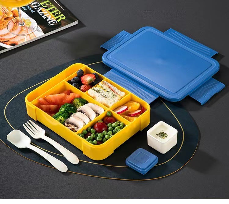 Japanese style simple portable microwaveable double layer partition lunch box