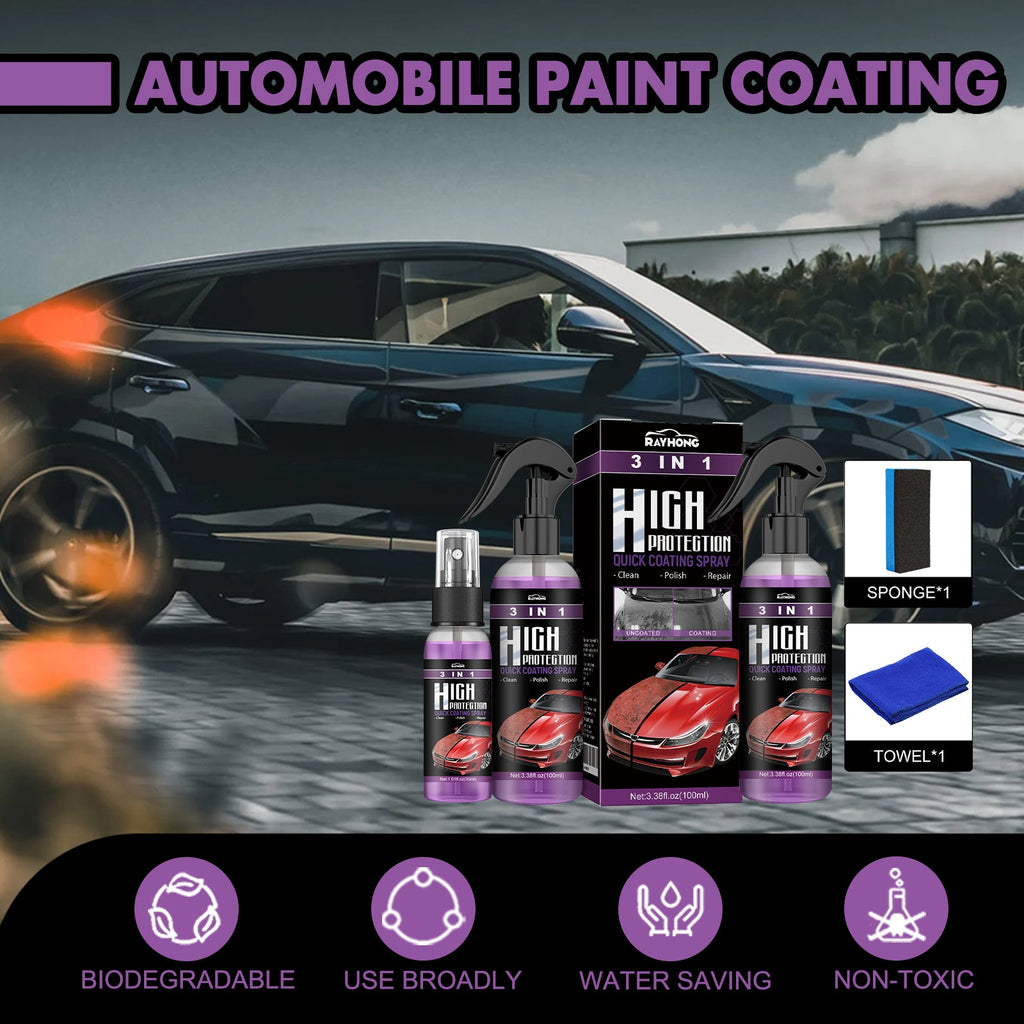 3 In 1 High Protection Quick Car Coating Spray, Diy Paint Change Color Cleaning Coating Spray