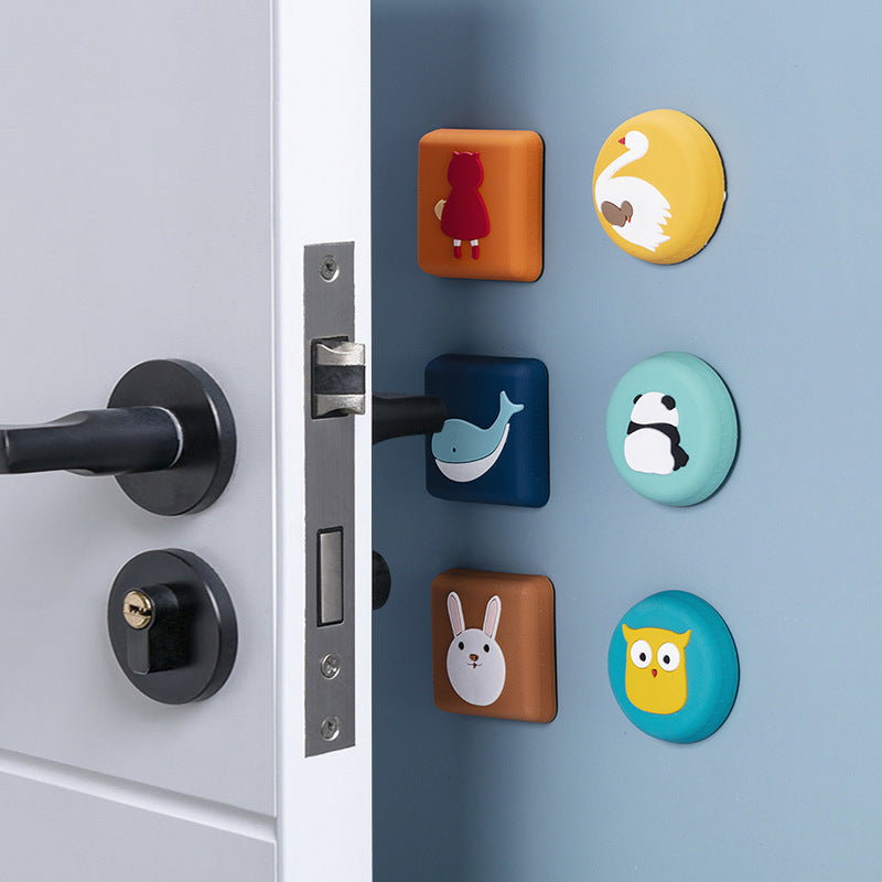 Original Cartoon Silicon Door Bumper Pad Thickened Wall Door Handle Protection Pad Table Corner Door Rear Buffer Mute Shockproof