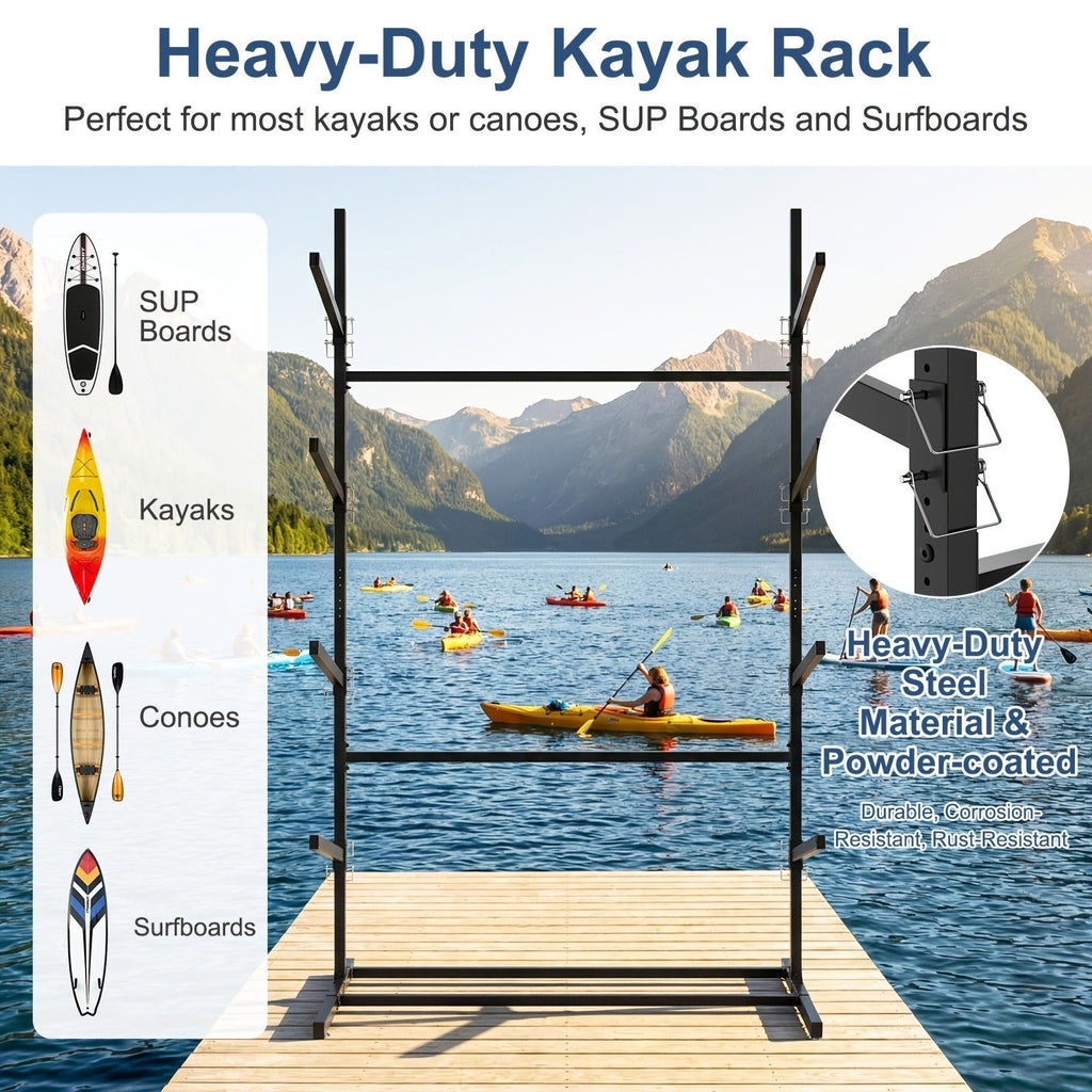 Kayak Storage Rack, Adjustable Stand for SUP, Canoe & Paddle Board, Wall, Dock & Freestanding, 400 lbs Capacity — image 5
