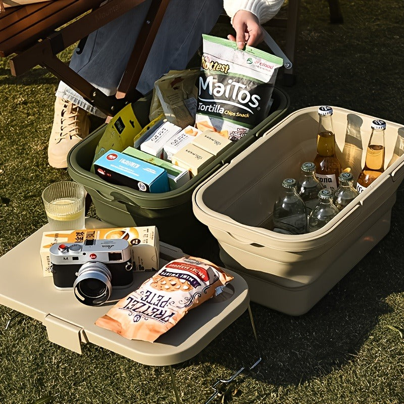 Picnic Basket Foldable with Detachable Table – Large Capacity Portable Camping Storage Basket with Handle — image 5