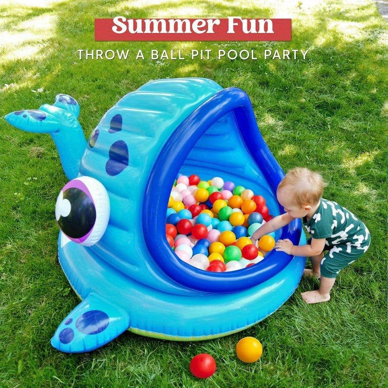 Inflatable Kiddie Pool with Sun Shade Canopy, Whale Baby Splash Pool Tent for Toddlers for Garden, Patio and Yard Use — image