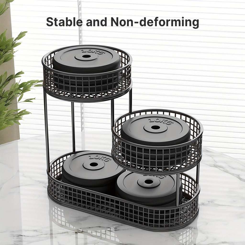 Three-Tier Black Wire Fruit Basket with Staggered Round Bowls and Rectangular Countertop Base — image 4