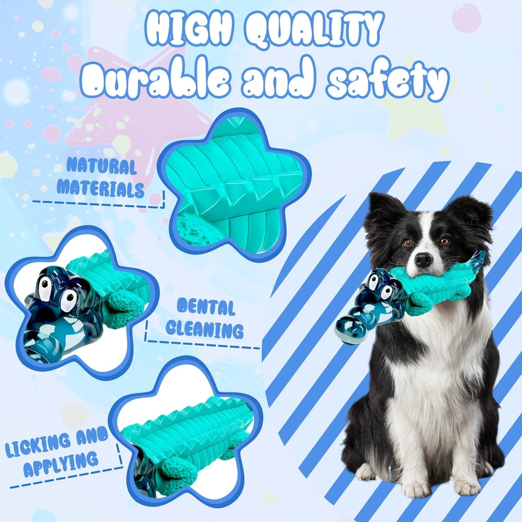 Dog Toy Blue Rubber Crocodile Chew Design with Milk Flavor, Raised Ridges and 20-100 lb Guidance — image 12