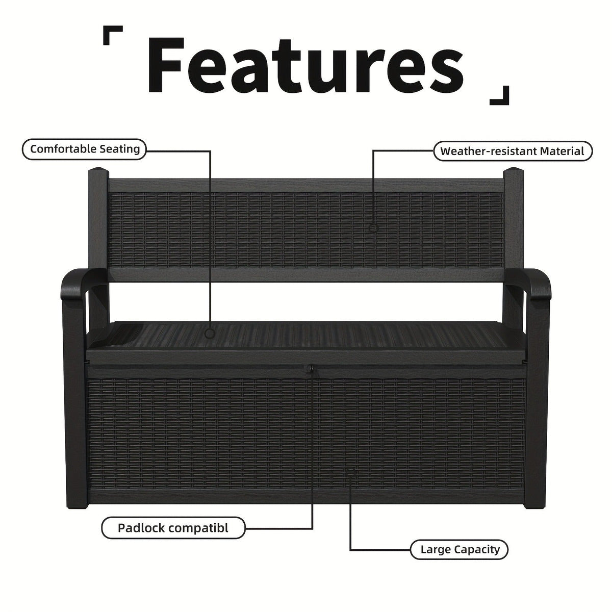 Outdoor Storage Bench 80 Gal, for Garden, Patio and Yard Use, with the Listed Configuration — image 3