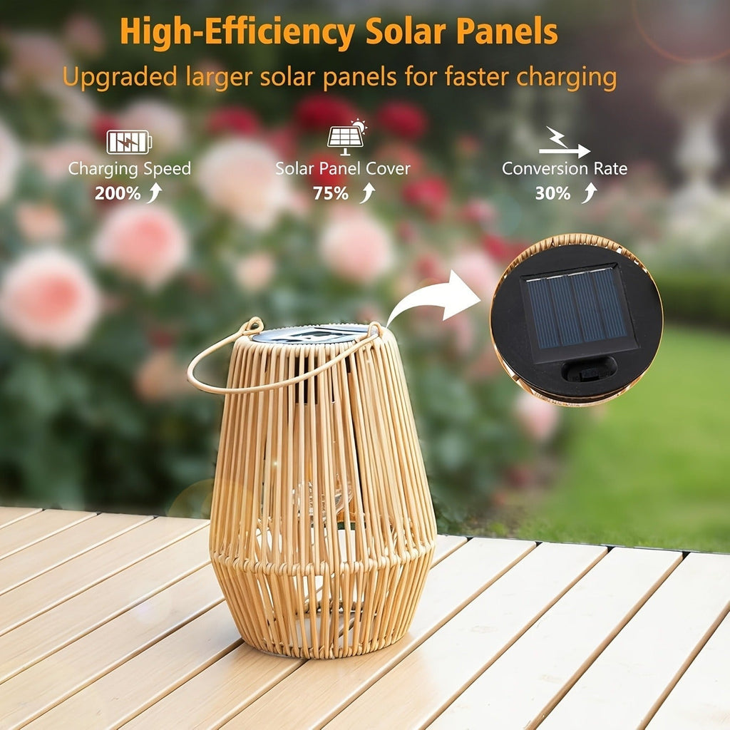 Solar Outdoor Lights Bohemian Bamboo Hanging Lanterns, Warm White, 1/2/4 Piece Sets for Patio Decor — image 10