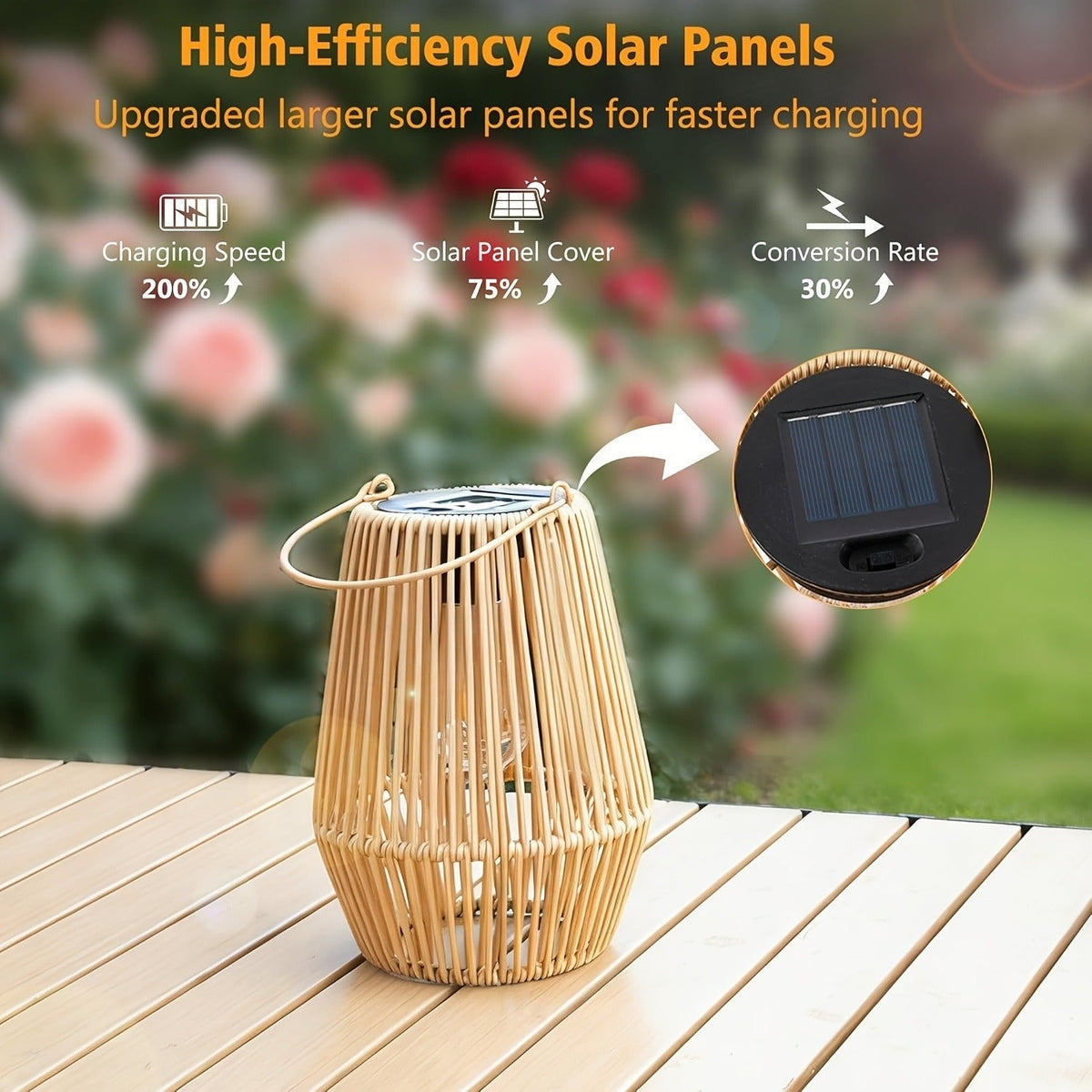 Solar Outdoor Lights Bohemian Bamboo Hanging Lanterns, Warm White, 1/2/4 Piece Sets for Patio Decor — image 10