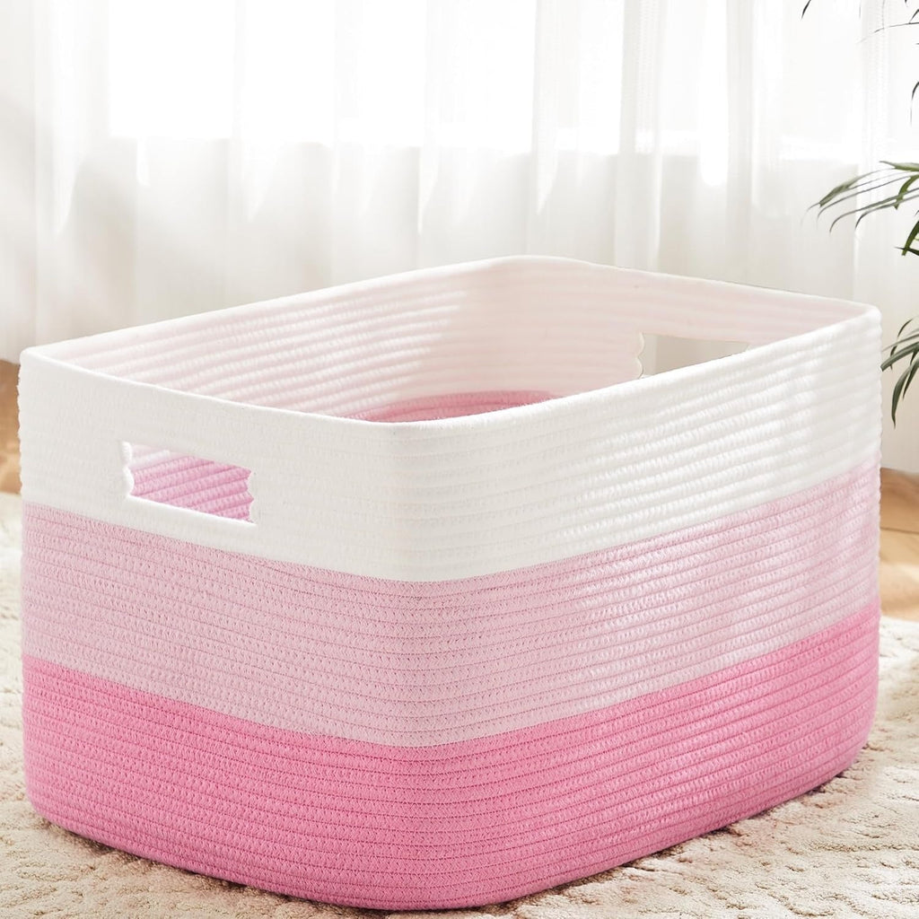 Storage Bag, Open-Top Woven Organizer in 30L, 65L or 100L with Handles and Black, Pink, Gray or Blue Options — image 7