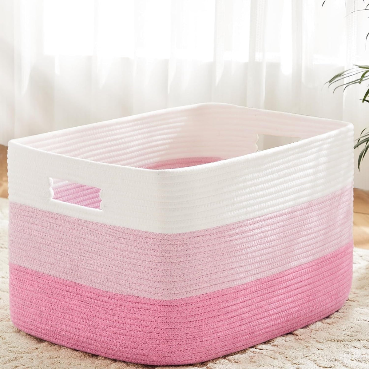 Storage Bag, Open-Top Woven Organizer in 30L, 65L or 100L with Handles and Black, Pink, Gray or Blue Options — image 7
