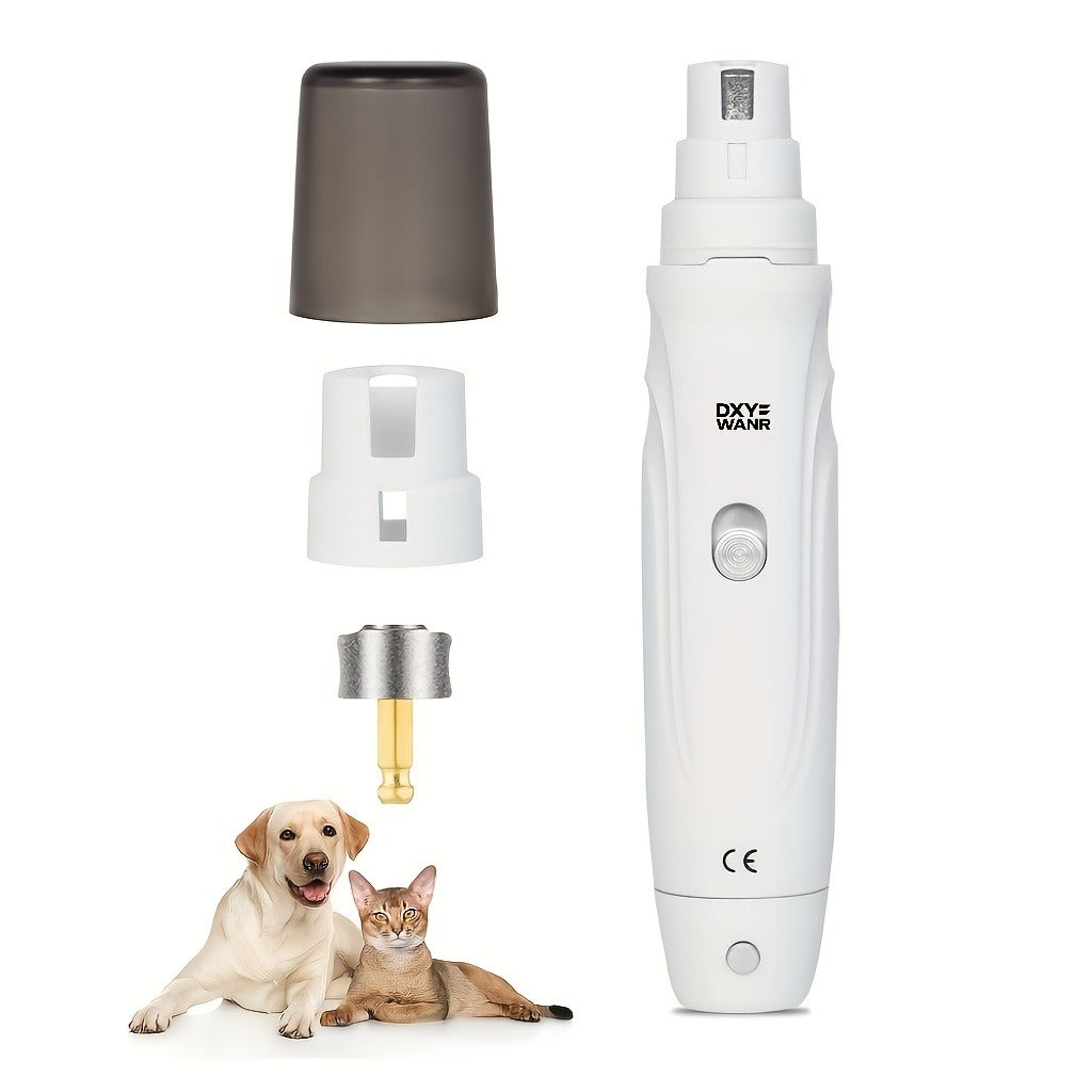 Pet Nail Grinder, DXYE WANIR Rechargeable Two-Speed Tool with Three Port Sizes and White Finish — image 6