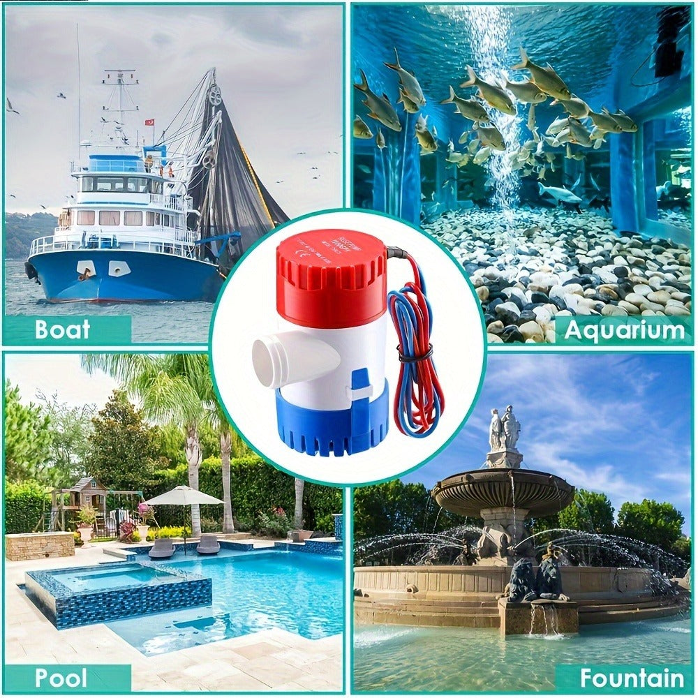 12V 1100GPH-Label Submersible Bilge Pump with Cylindrical Strainer and Side Outlet for Boat or RV Drainage — image 5