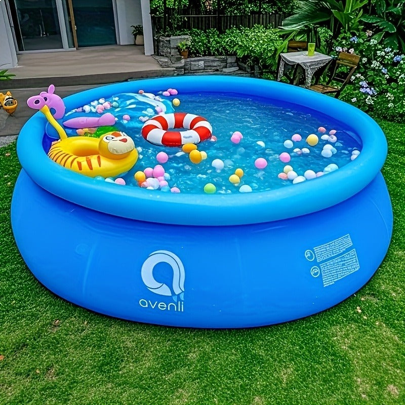 Round Inflatable Swimming Pool 10FT 12FT Circular Above Ground Family Pool Puncture-Resistant Quick for Garden, Patio and Yar
