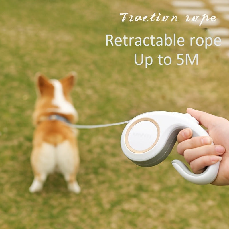 Retractable Dog Leash with 16-Foot Tape, One-Button Lock and Six Champagne, White or Blue Size Options — image 11