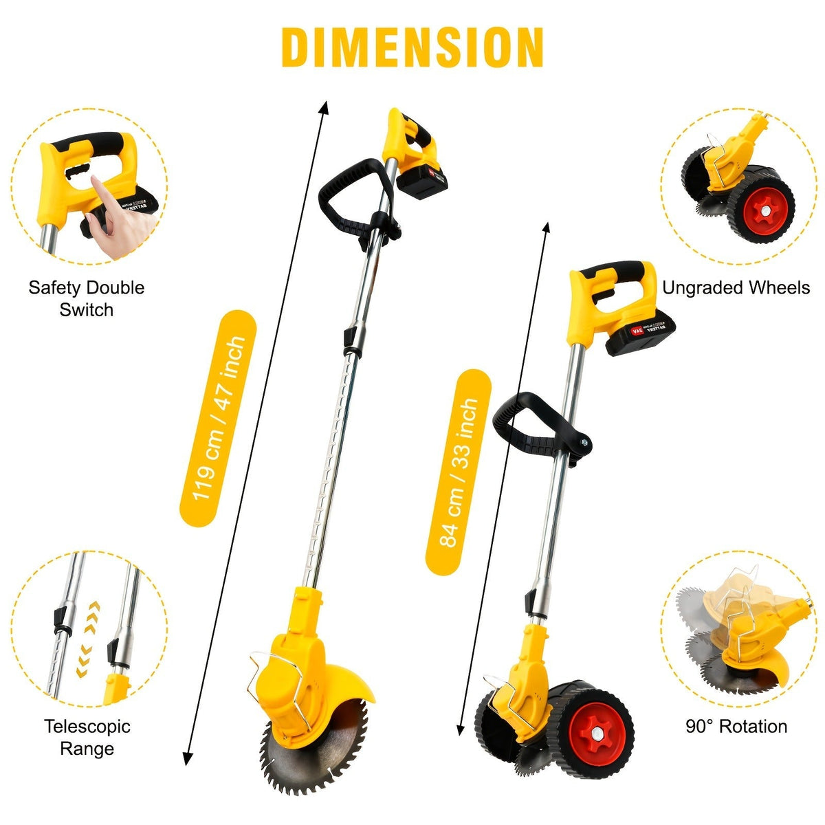Cordless Weed Trimmer & Edger, 21V 3-in-1 Brush Cutter with 2 Batteries, Adjustable Head for Lawn — image 17