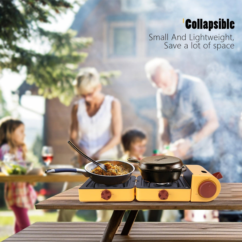 Portable Propane Stove 2-Burner 16000 BTU, Collapsible Camping Stove with Carrying Bag & Side Shelves — image 4