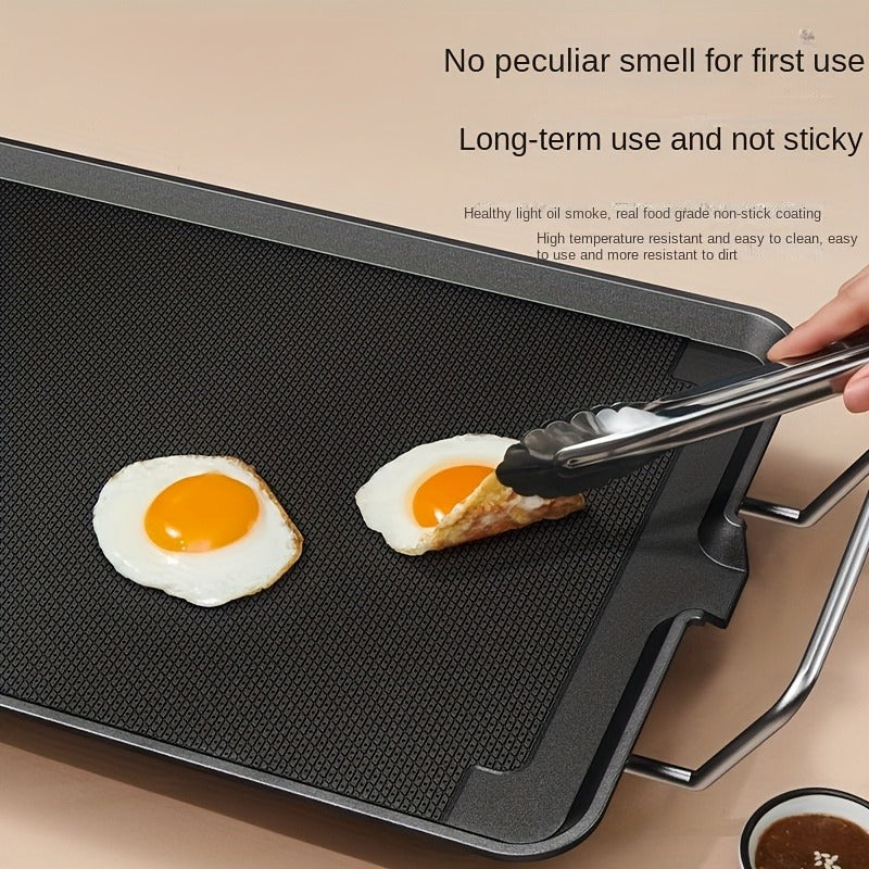 Electric Griddle 1500W Non-Stick Oblong Baking Pan 5-Speed Temperature Control Smokeless Indoor Grill for Eggs Vegetables BBQ