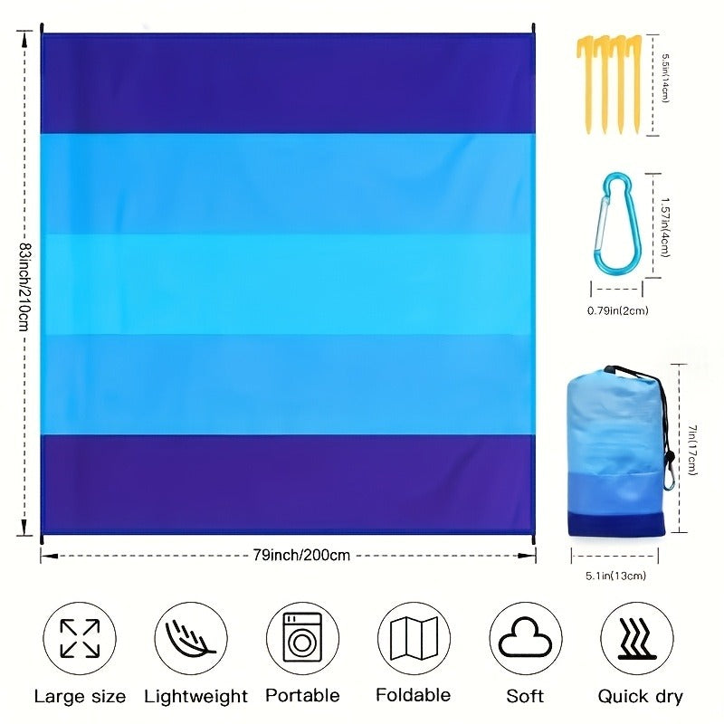 Gradient Beach Mat with Purple-to-Blue Design, Corner Loops, Drawstring Pouch, Stakes and 1- or 2-Piece Packs — image 5