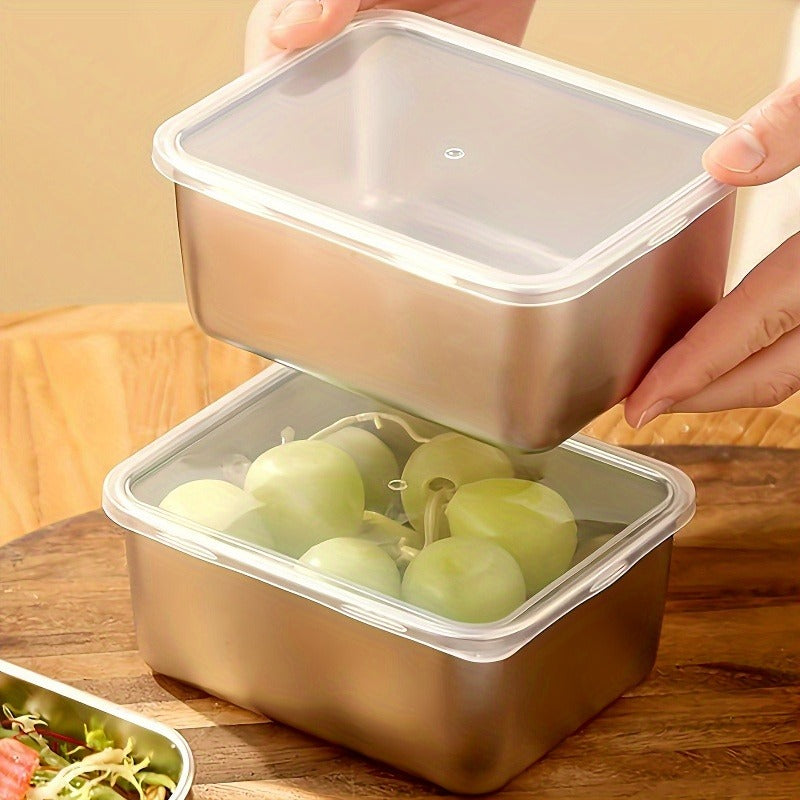 Food Storage Containers with Lids, Six-Piece Stainless Steel Square Set with Fitted Lids and Nested Storage Design — image 4