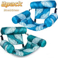 Two-Piece Leaf Print Inflatable Pool Lounge Chair Set with Backrests, Armrests and Open Seat Panels — image 1