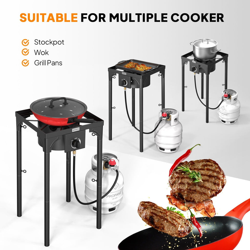 Outdoor Propane Burner Stove Cast Iron High Pressure Gas Cooker with Detachable Stand Legs — image 5