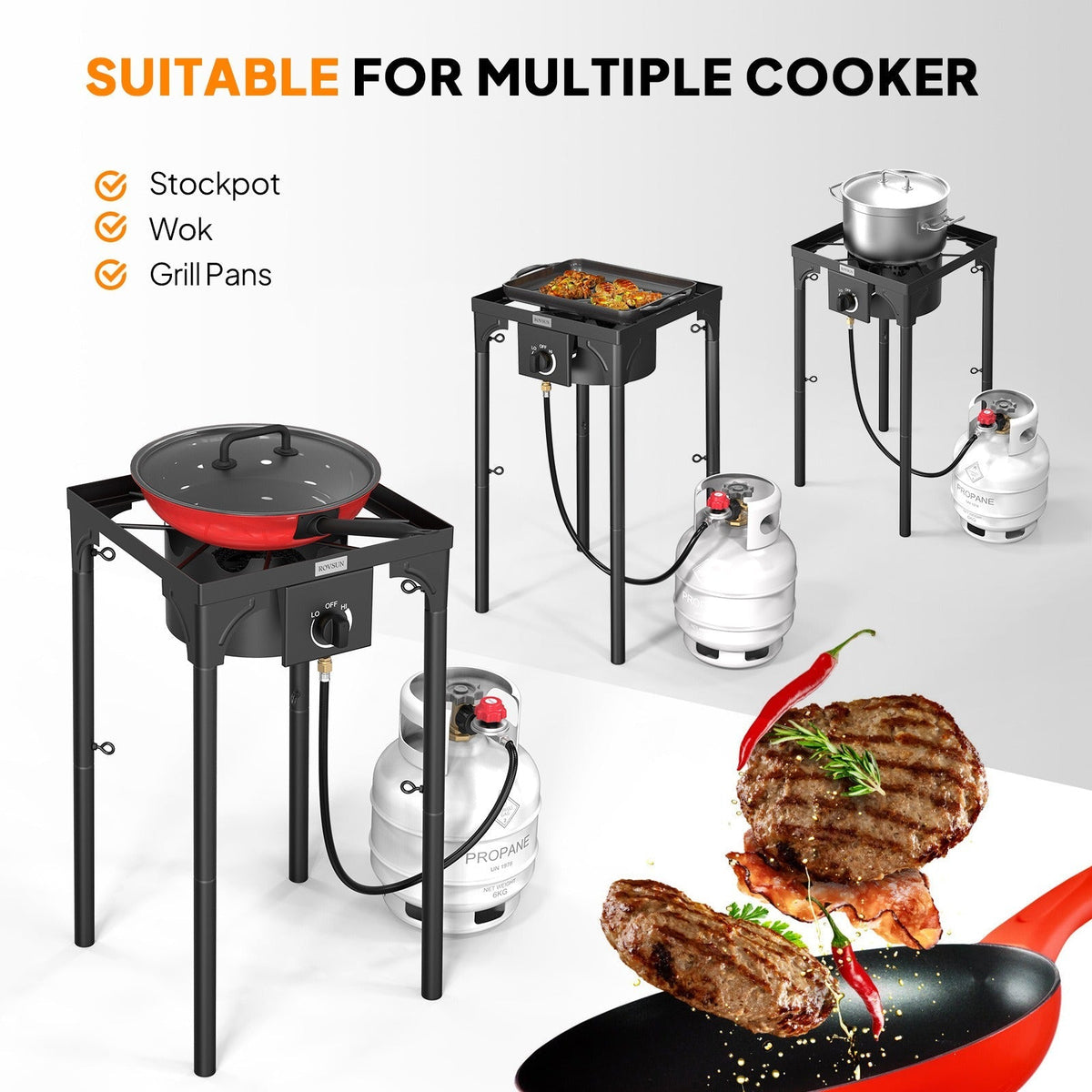 Outdoor Propane Burner Stove Cast Iron High Pressure Gas Cooker with Detachable Stand Legs — image 5