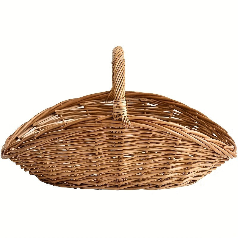 Seagrass Wicker Storage Basket with Handles, Handwoven Oval Farmhouse Organizer in Single-Piece Format — image 4
