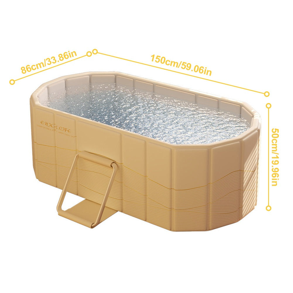 Ice Bath Tub Foldable Portable with Dual Drainage, Collapsible Cold Plunge & Hot Bath Tub for Garden, Patio and Yard Use — im