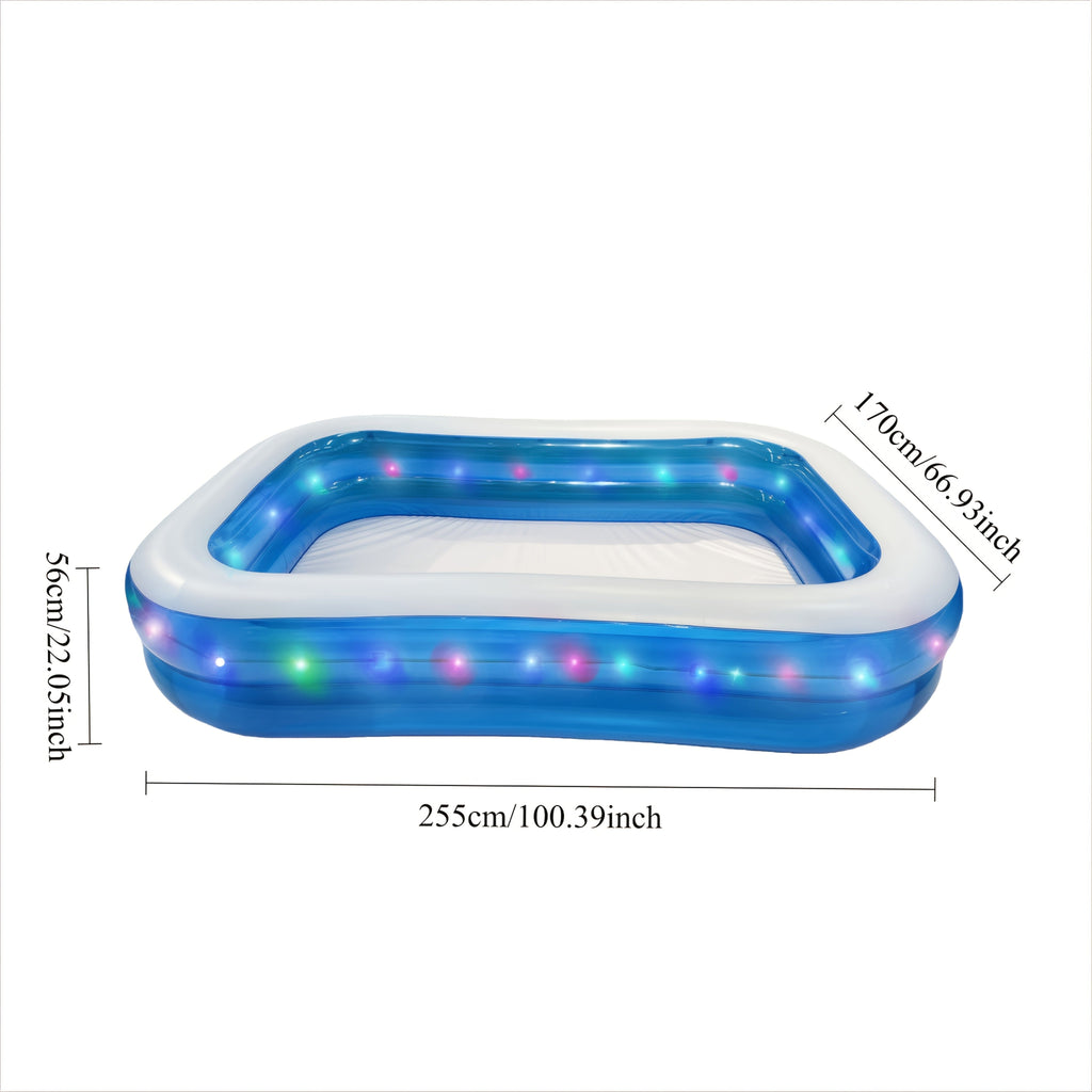 Inflatable Swimming Pool Glow Night Light PVC Reinforced Thickened Fast Setup Outdoor Backyard Party Pool for Adults Kids Fam
