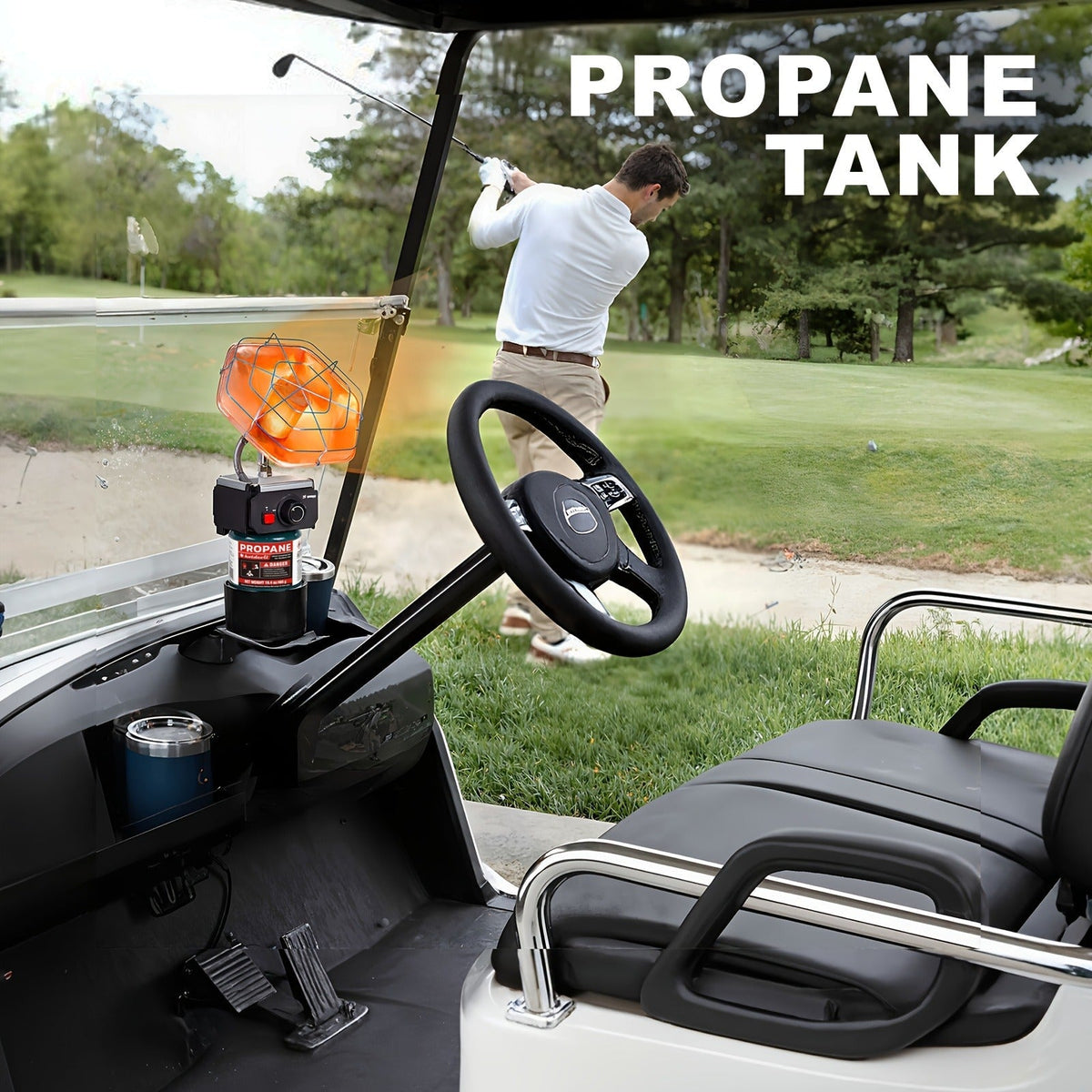 Golf Cart Heater 8520 BTU Portable Propane Catalytic Burner with Cup Holder Mount, Pulse Ignition — image 4