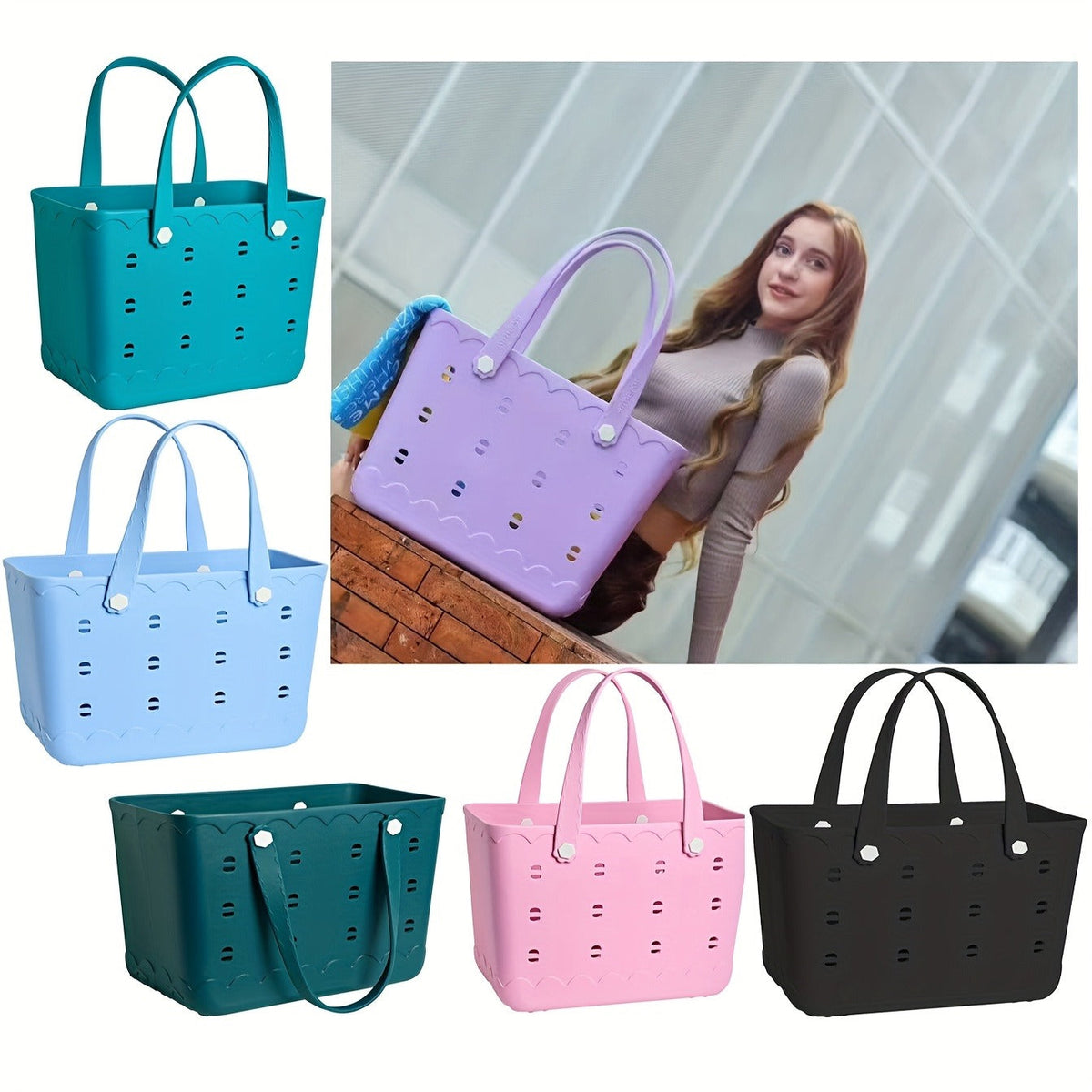 Beach Tote Bag for Women, Large Shoulder Handbag for Travel Vacation Fruits Flowers Drinks, M & L — image 8