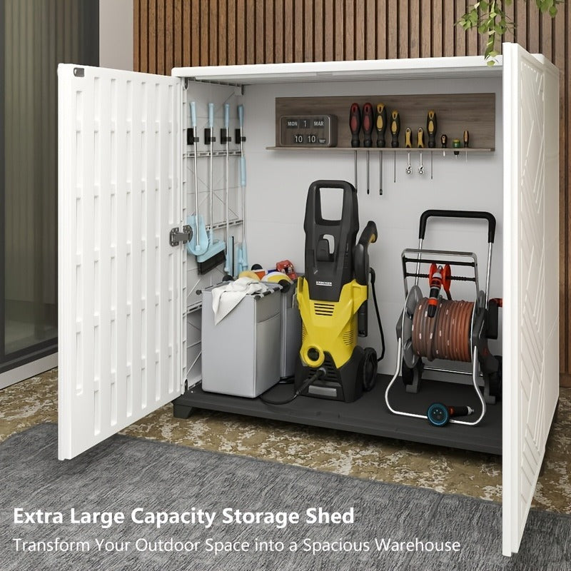 Outdoor Storage Cabinet with Doors & Metal Shelves, for Garden, Patio and Yard Use, with the Listed Configuration — image 5