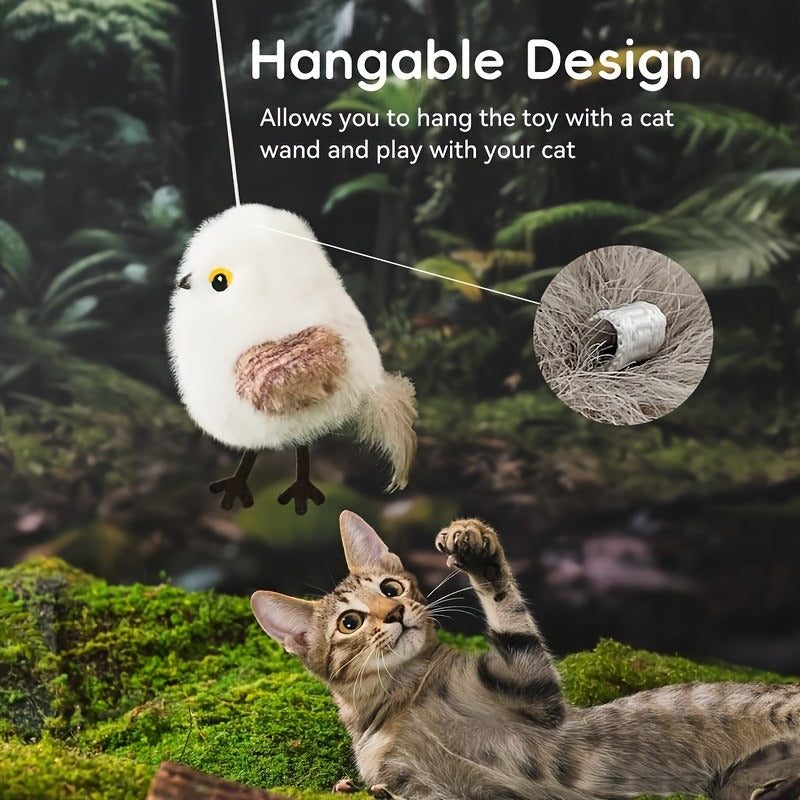 Cat Toy Flapping Bird with Chirping Sound, USB Rechargeable Motion and Three Plush Bird Styles — image 9