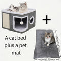 Foldable Gray Cat Condo with Top Platform, Scratch Panel, Openings and Four Cube-Style Options — image 12