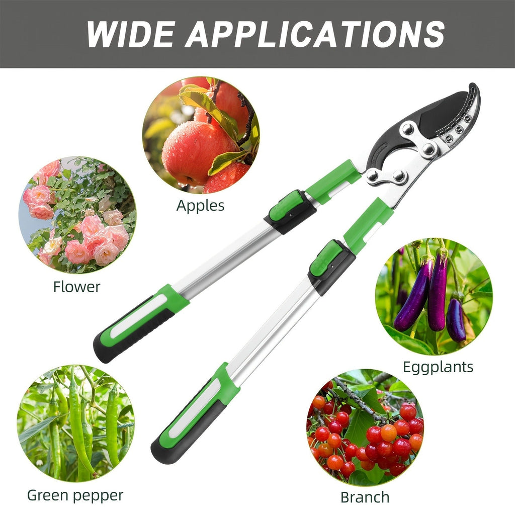 Extendable Pruning Shears 22-27.5 Inch – SK5 Steel Blades Cut 2.5" Branches, Shock-Absorbing Ergonomic Handle — image 13