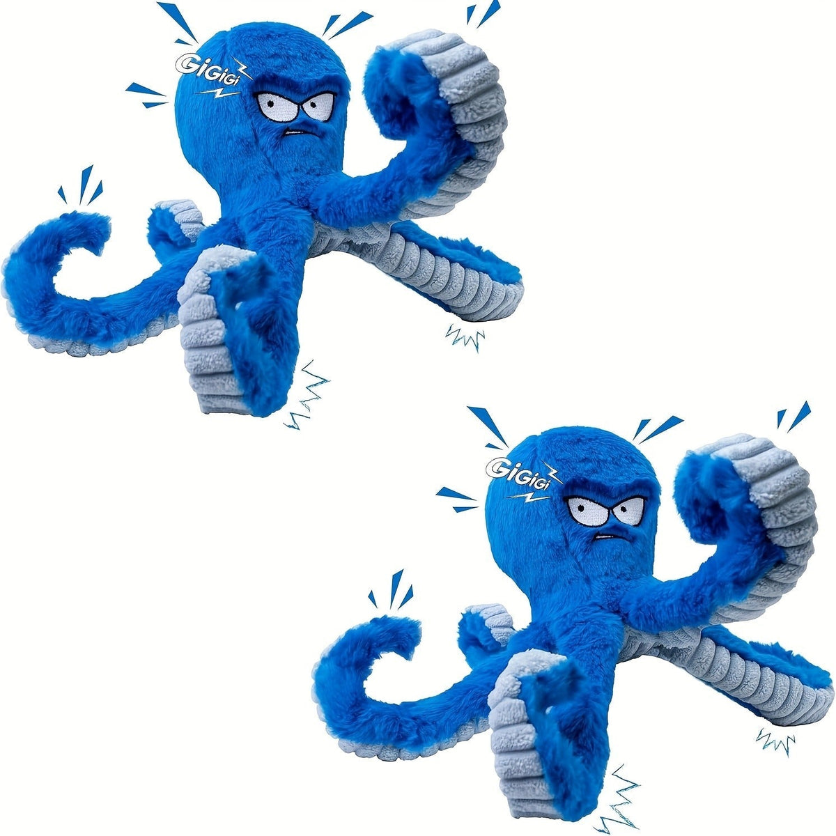 Dog Toy Octopus Plush with Built-In Squeaker and Crinkle Texture in Blue or Yellow with 1, 2 or 4-Pack Options — image 17